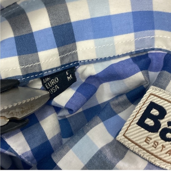 Barbour Short Sleeve Cotton Plaid Button Down Size M - Picture 12 of 13